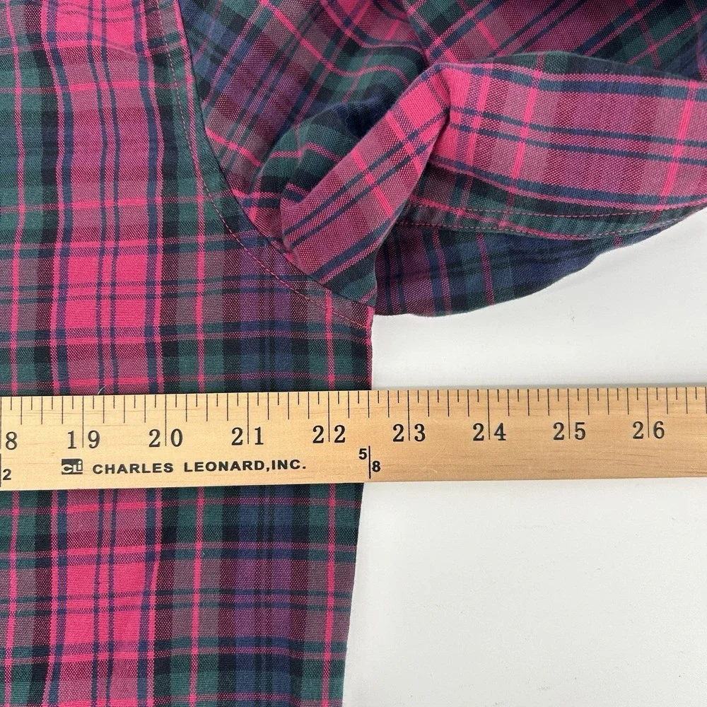 Abercrombie Fitch Shirt Mens L Red‎ Green Plaid Dadcore Preppy